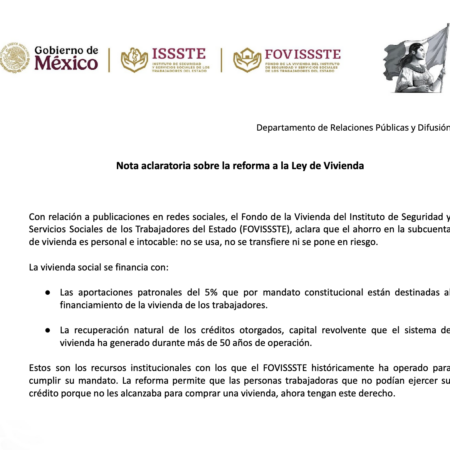 El FOVISSSTE aclara el tema del ahorro de la Subcuenta de Vivienda.| Foto: FOVISSSTE