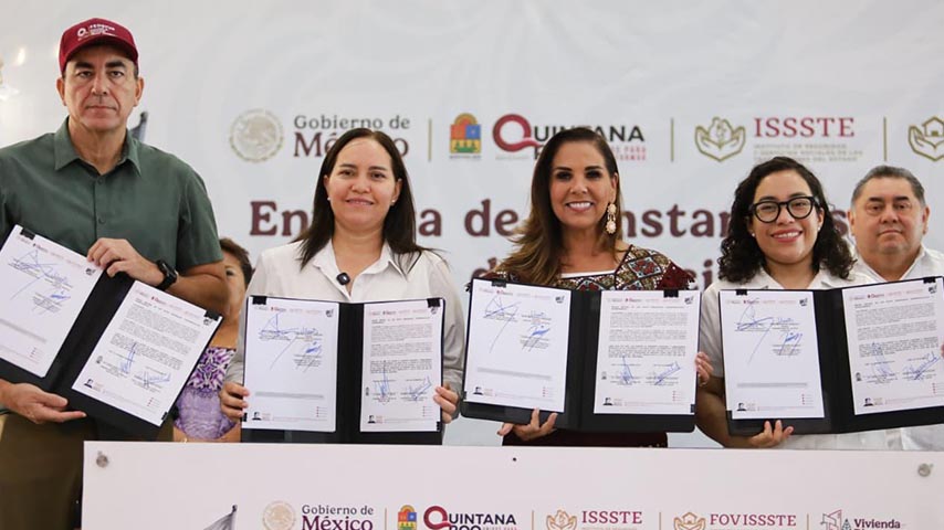 Firman FOVISSSTE y Gobierno de Quintana Roo convenio para escrituración gratuita