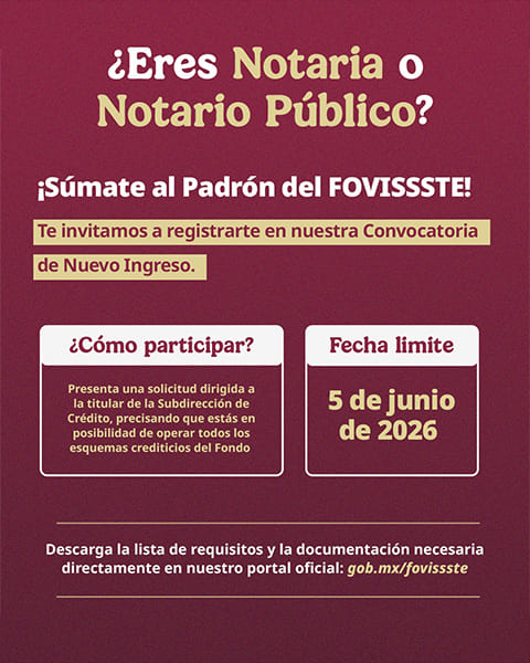 FOVISSSTE abre registro para notarias y notarios