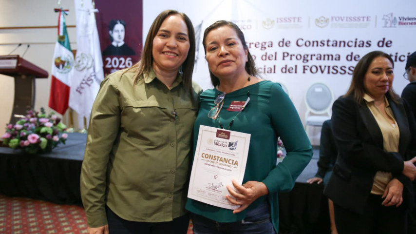 Jabnely Maldonado Meza, Vocal Ejecutiva del FOVISSSTE, celebró la transformación de la institución, que sigue cambiando vidas. | Foto: FOVISSSTE