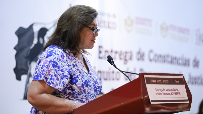 Jabnely Maldonado Meza, Vocal Ejecutiva del FOVISSSTE, celebró la transformación de la institución, que sigue cambiando vidas. | Foto: FOVISSSTE