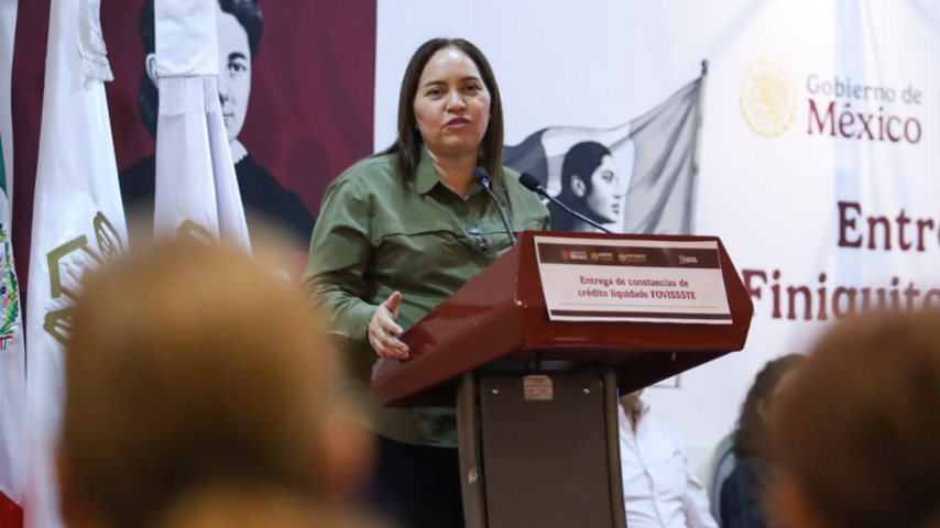 Jabnely Maldonado Meza, Vocal Ejecutiva del FOVISSSTE, celebró la transformación de la institución, que sigue cambiando vidas. | Foto: FOVISSSTE
